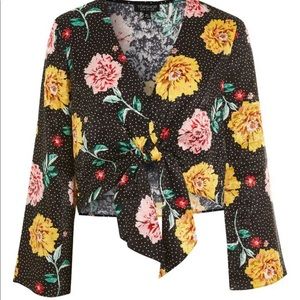 Top Shop Floral Dot Jacquard Crop Top